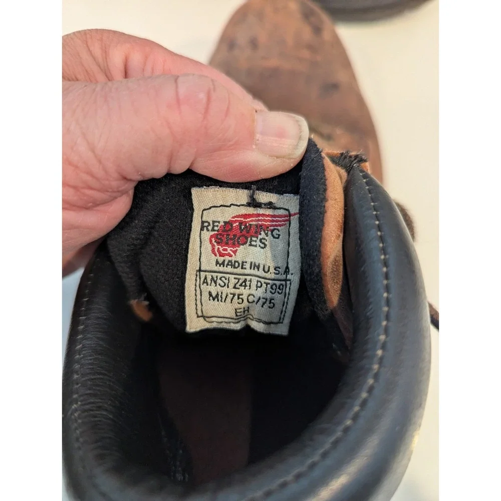 Vintage Red Wing Supersole Work Boots Mens size 10 Safety Toe Brown Leather USA
